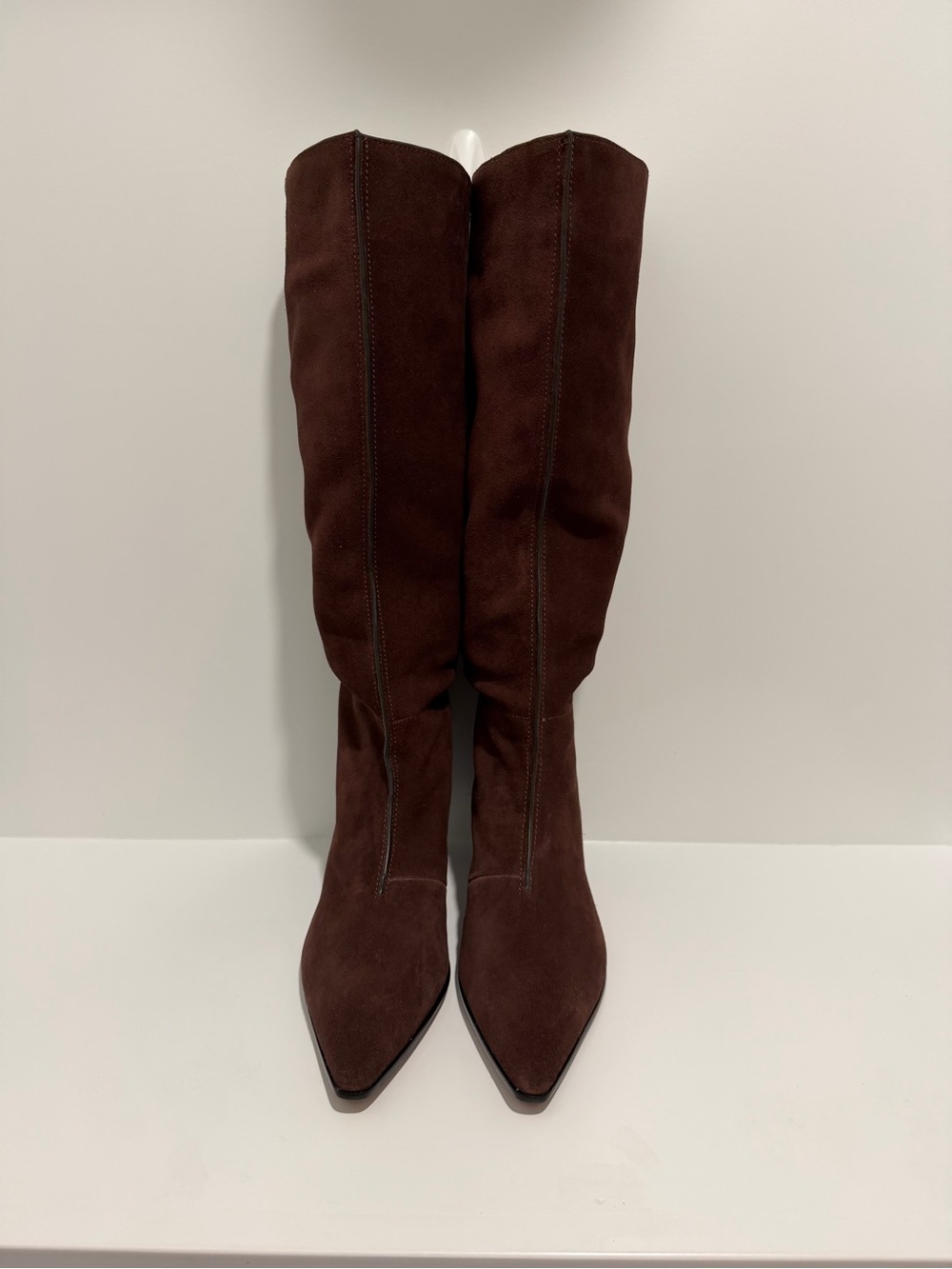 NEW Madewell The Emilie Tall Boot pull on Suede Chocolate Raisin 7 NX078 $348 - Picture 6 of 11